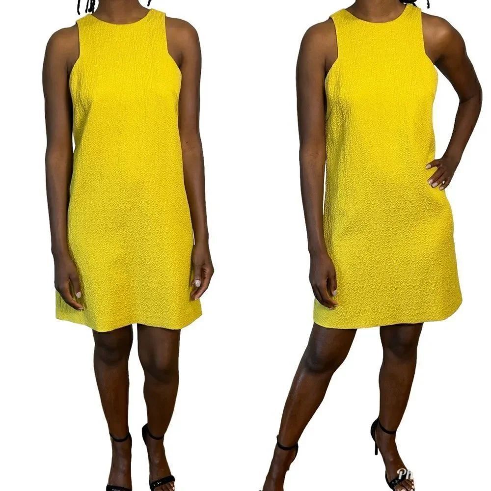 H&M Mustard Chartreuse Swing Summer Sun Dress